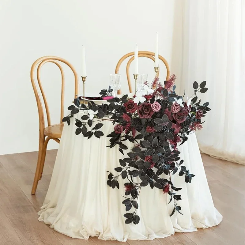 

60 см готический стиль свадебное украшение искусственный цветок стул спинка арка цветок свадебный стол цветок банкетная комната красный