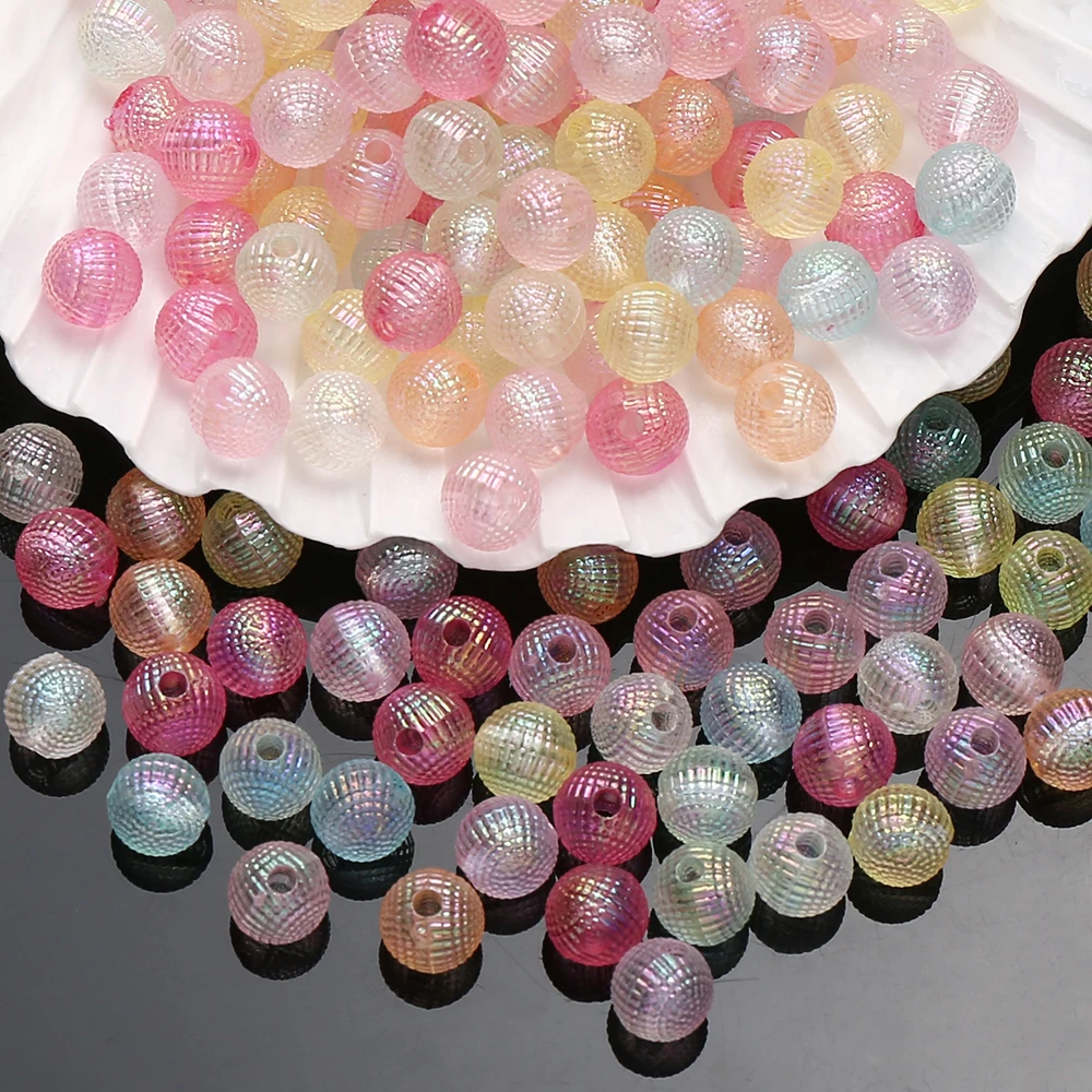 50/100 Stück 8mm 10mm Bunte Gestreifte Acrylperlen Aurora Farbverlauf Lose Abstandsperlen für DIY Armband-Bastelzubehör – Detail 4