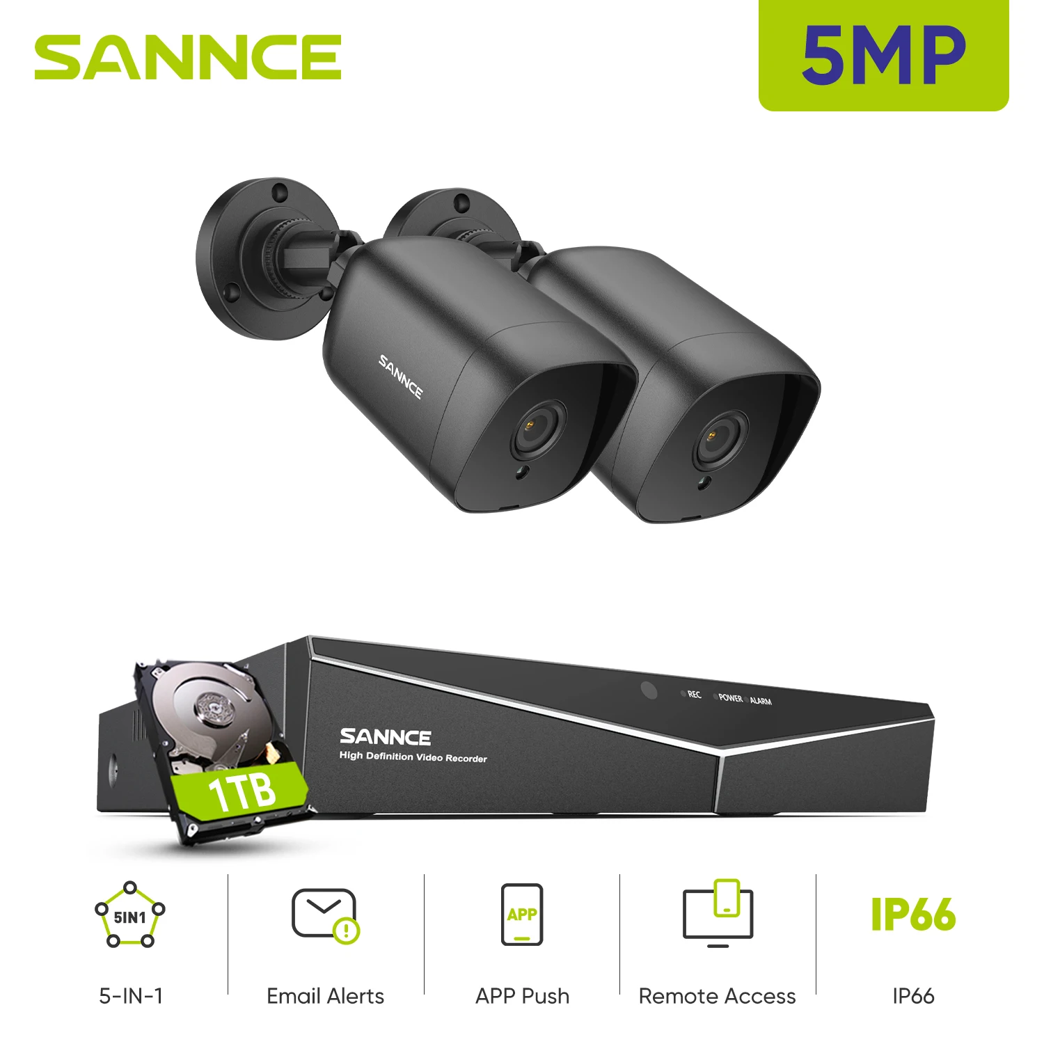 

SANNCE 8CH 5MP Lite Video Security Camera System CCTV Kit Night Vision With 5MP Waterproof Surveillance Cameras Kit H.264+ DVR