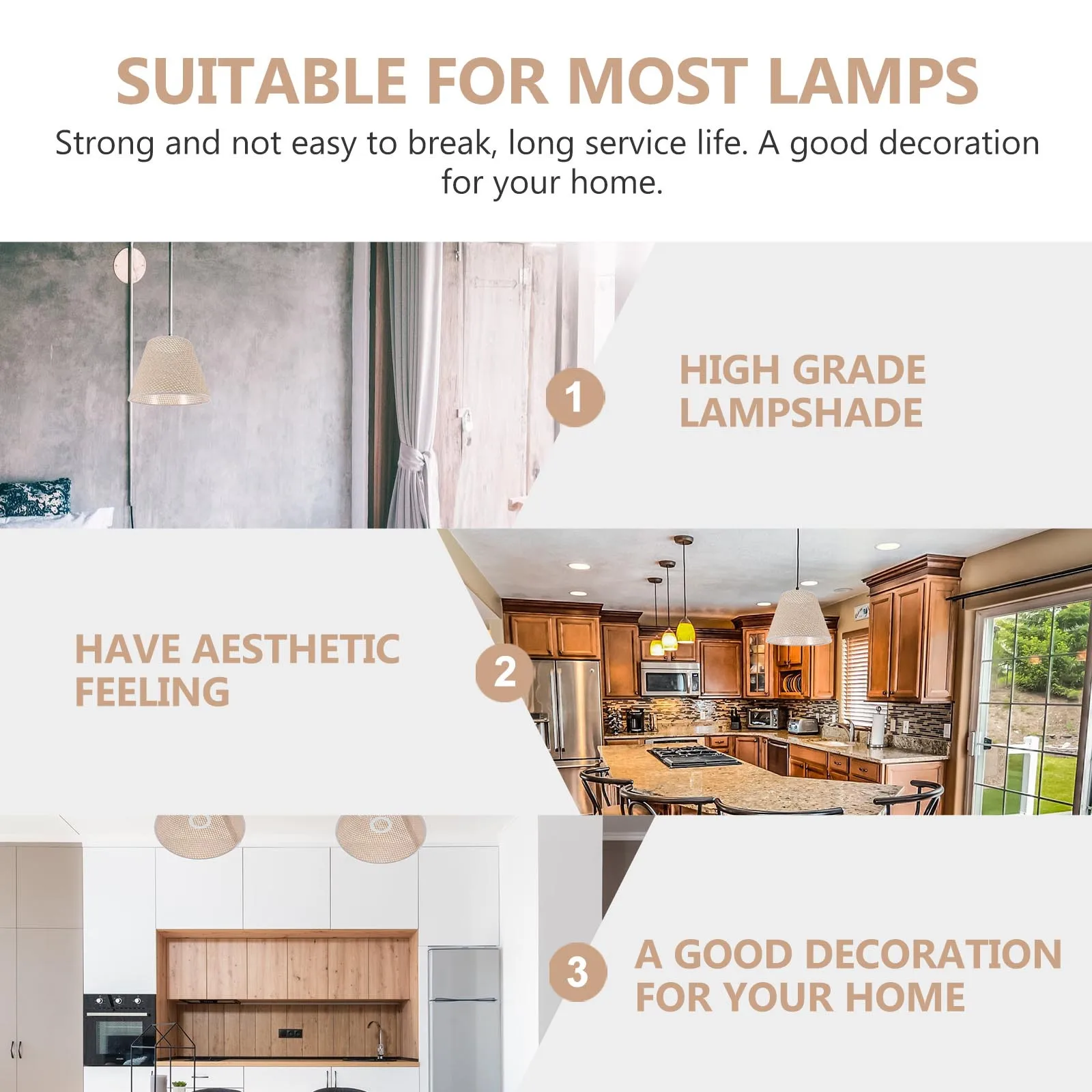 

1Pcs E27 Imitation Rattan Woven Lampshade High Grade Practical Lamp Accessory for Home Decoration Desk Lamp Lampshade