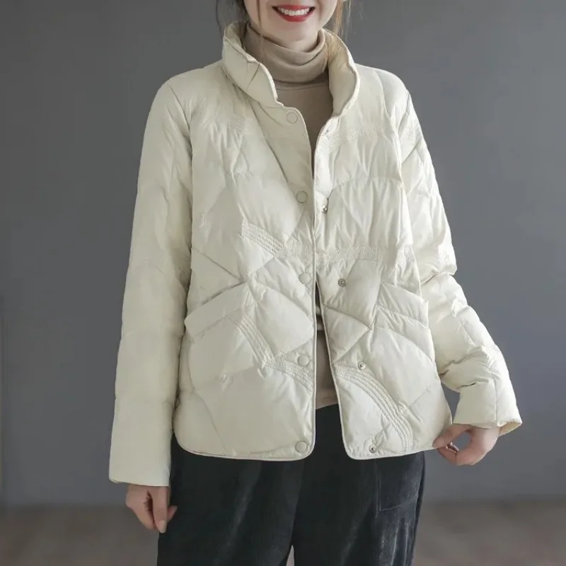 2024 Lightweight Down Jacket Women's Women's New Style White Duck Down Dress Korean Style Women's Cotton Coat