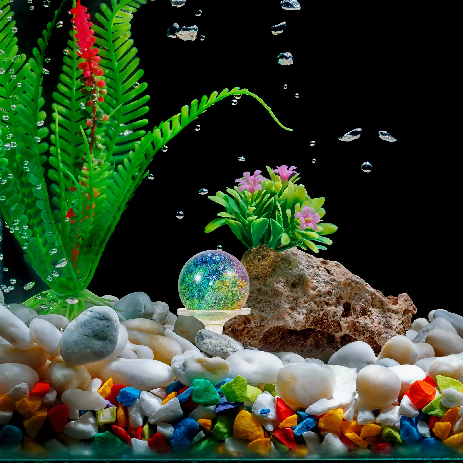 1Set Decorative Ice Cracked Glass Sphere Ball Multi-Functional Glass Globe for Aquarium Bonsai Fountains Home Office Decor