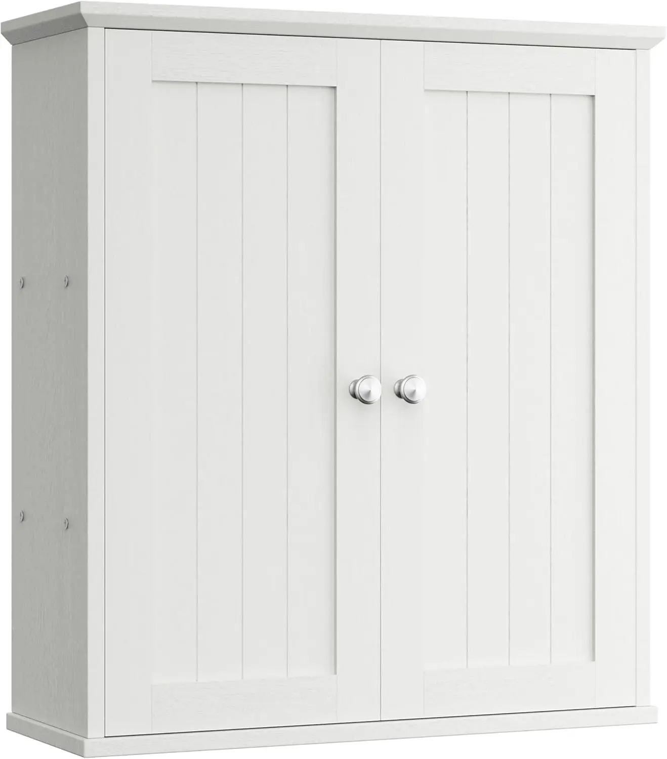 

White Bathroom Wall Cabinet with 2 Doors and 3 Shelves, Over Toilet Storage Organizer for Space Saving