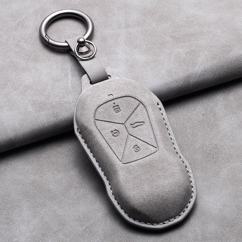 

Leather Car Remote Key Case Cover for Xiaopeng Xpeng P5 P7 G9 G3i 2021 2022 Car Key Fob Shell Holder Keychain Accessories