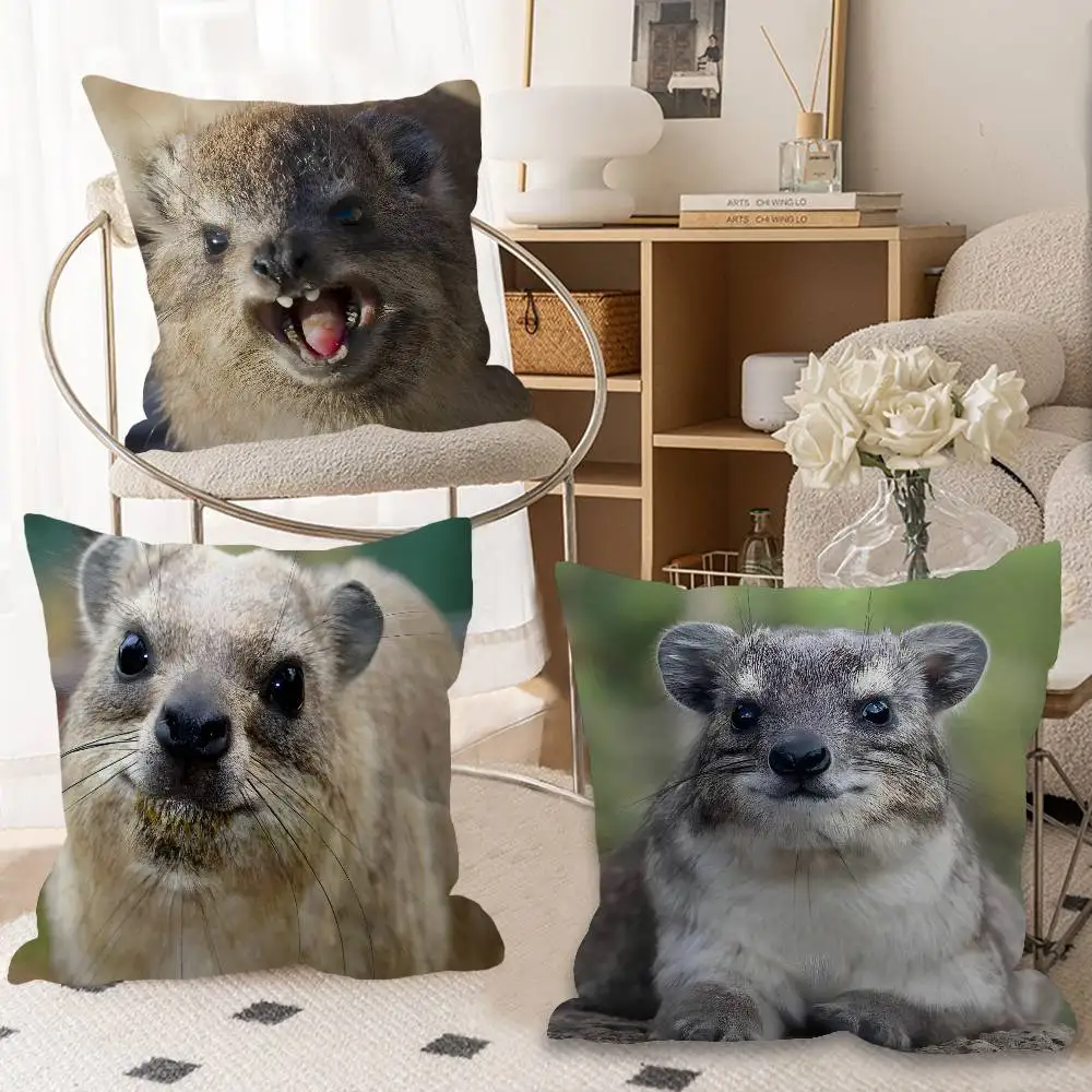 Rock Hyrax Animal Cushion Cover Kissenbezug Deko-Kissenbezug Bedruckter Kissenbezug für Couch