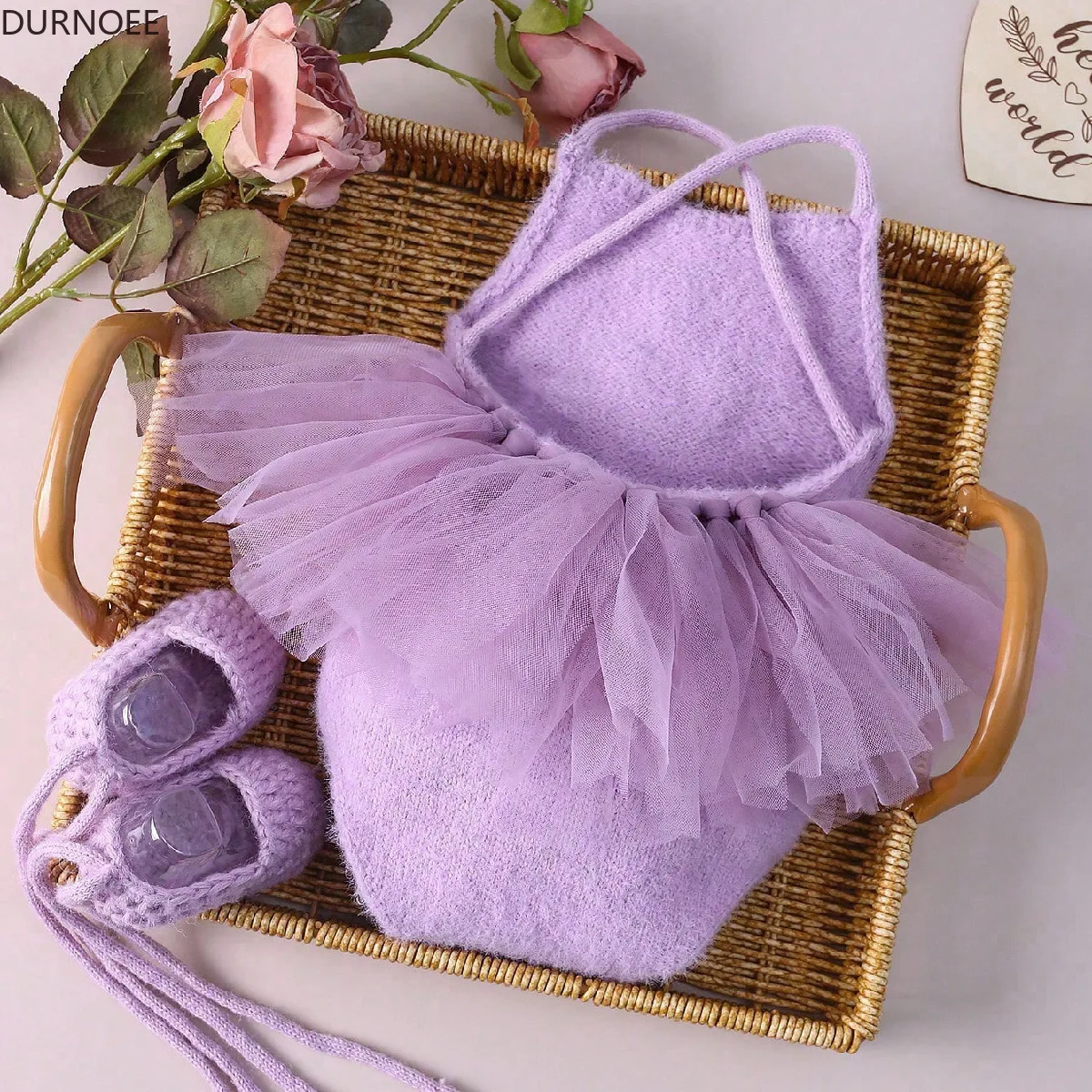 Baby Girl Tutu Dress  Newborn Photography Outfit Knitted Wool Romper Lace Girl Dress  Photo Shooting Clothing