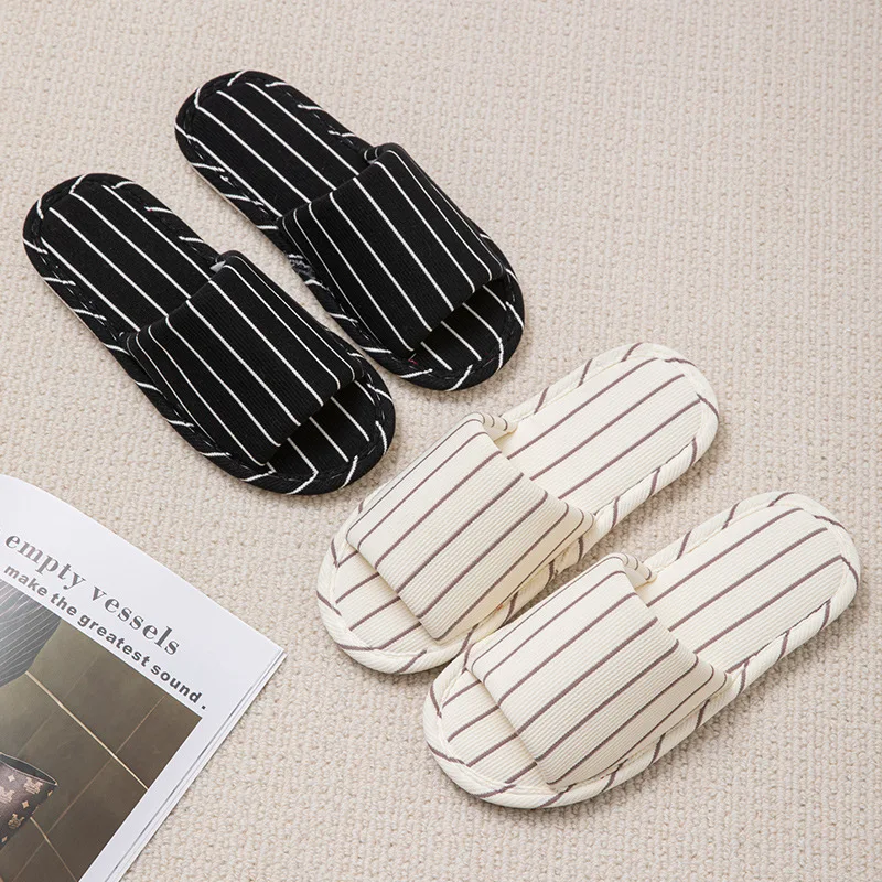 Stripe Platform Women Slippers Home Spring Summer Linen Flexible Shoes Girls Casual Indoor Slides Couple Soft Non-Slip Silent image 3