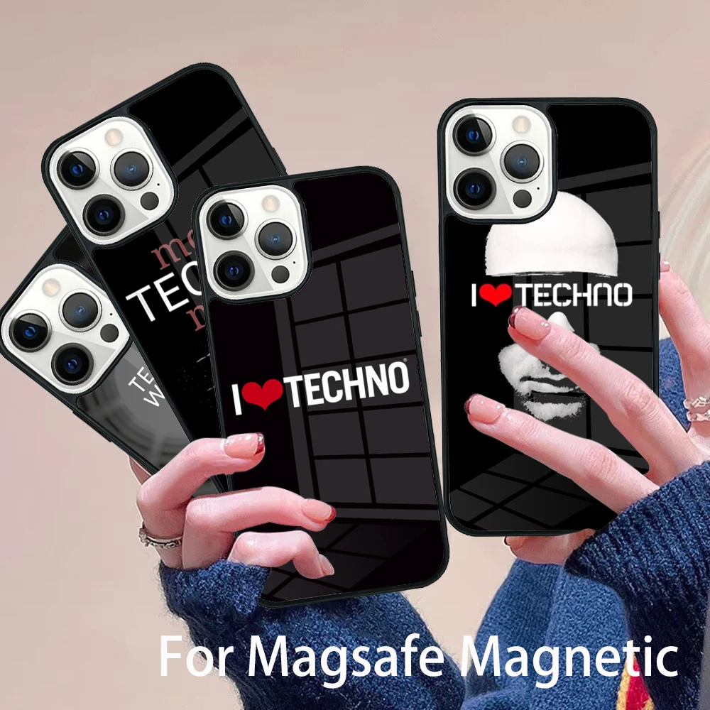 

Love Techno Music Quotes Phone Case Magesafe Magnetic Wireless Charge Cover For IPhone 16 11 12 13 14 15 Pro Max Plus Mini