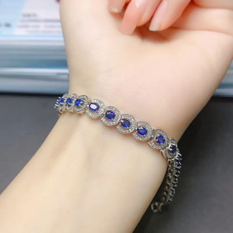 SACEGEMS جديد وصول 925 فضة 3*4 مللي متر الياقوت الطبيعي الأحجار الكريمة أساور للنساء المشاركة كوكتيل غرامة مجوهرات