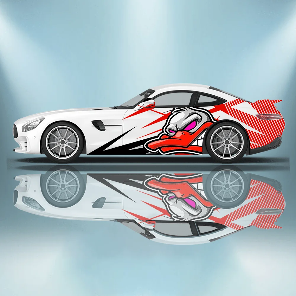 

Line and Big Mouth Duck Car Vinyl Wraps Decal Self-adhesive PVC Sticker Suitable for Trucks SUV Decoration Auto Accessories