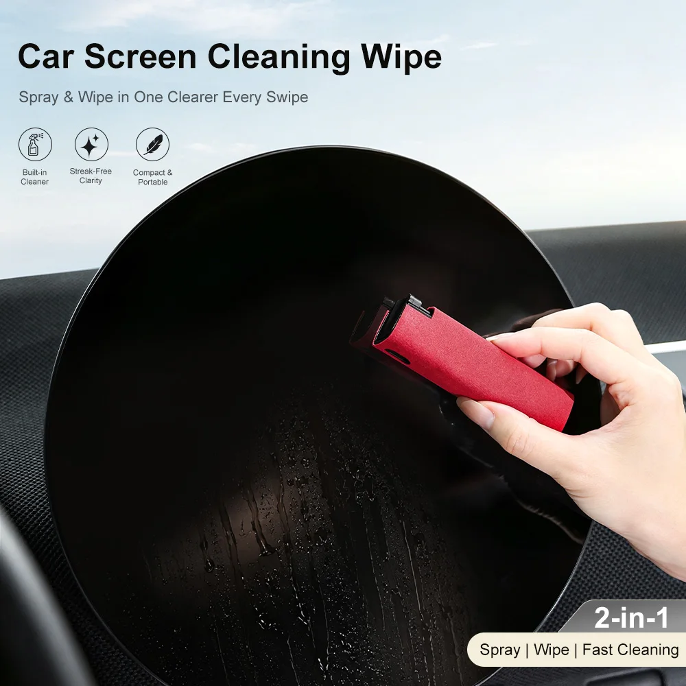 Multifunctional 2-in-1 Car Central Control Screen Spray Bottle Cleaner Cleaning Wipes with Microfiber Cloth Car Cleaning Tool