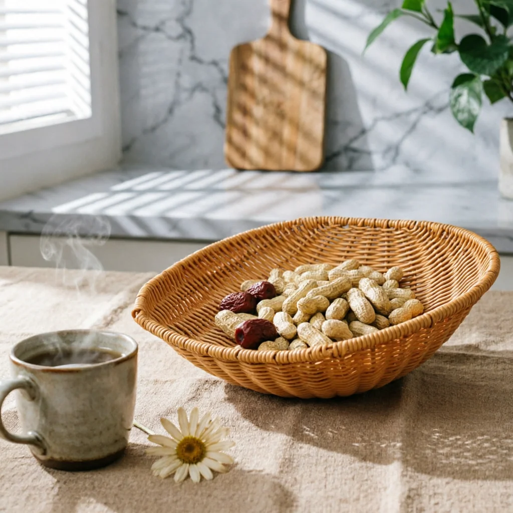 Oval Woven Basket Handwoven Rice Rinsing Basket Kitchenware Rustic Style Houseware Easy to Clean
