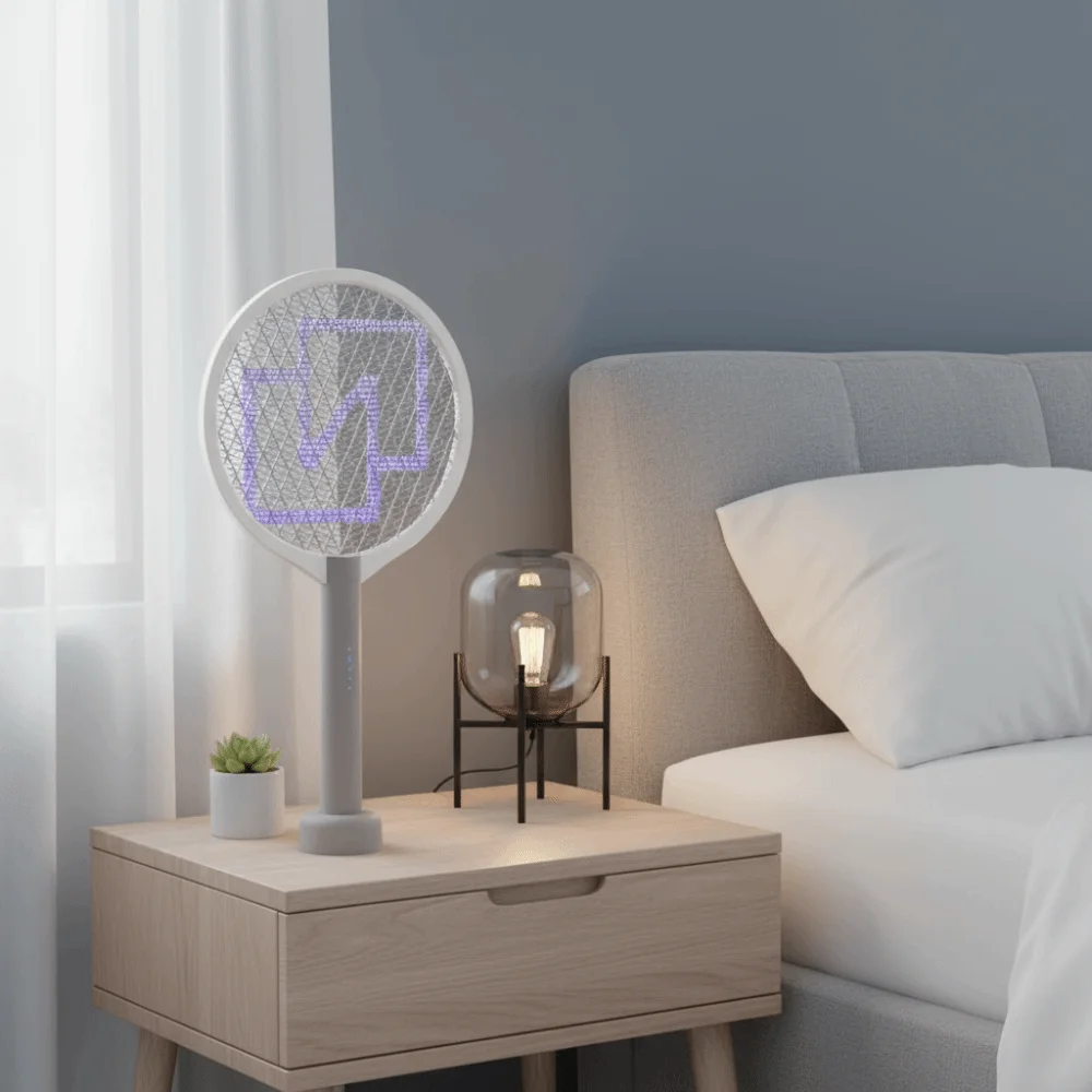 USB Rechargeable Electric Mosquito Swatter Long Battery Life Safety Netting Mosquito Trap Upright Mosquito Killer Racket