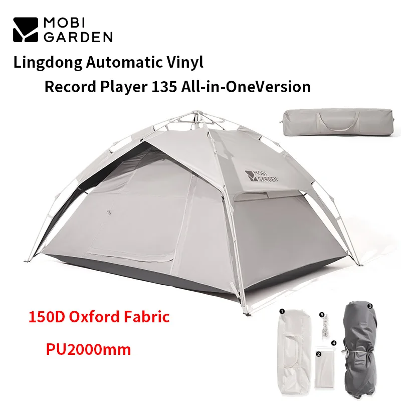 MOBI GARDEN Outdoor Camping Equipment Black Vinyl Folding Portable Fully Automatic 2 in 1 Tent Canopy Waterproof And Breathable