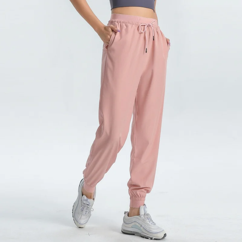 Yoga sweatpants women elastic waist drawstring pants cuffed pants with pocket women loose quick dry trousers casual running pant