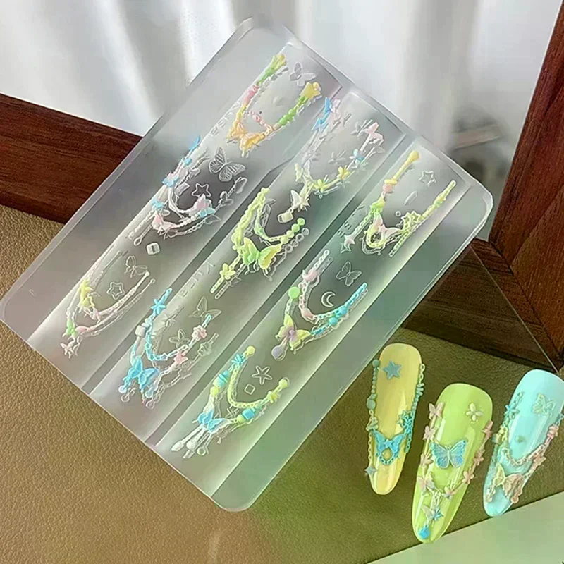 Bowknot Bead Chain Ribbon 3D Silicone Mold Nail Art Decorations DIY Design Silicone Nail Art Mold Template For Nail Charms