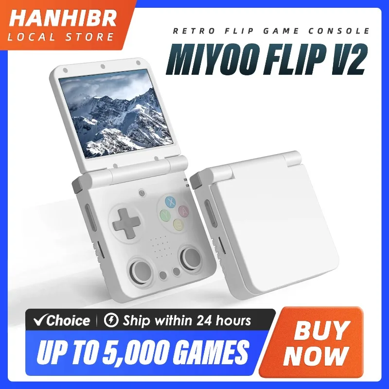 

Портативная игровая консоль MIYOO FLIP V2 с 3,5-дюймовым IPS-экраном, системой Linux, Onion OS, бесплатным чехлом, подарок для геймеров, ретро-игры