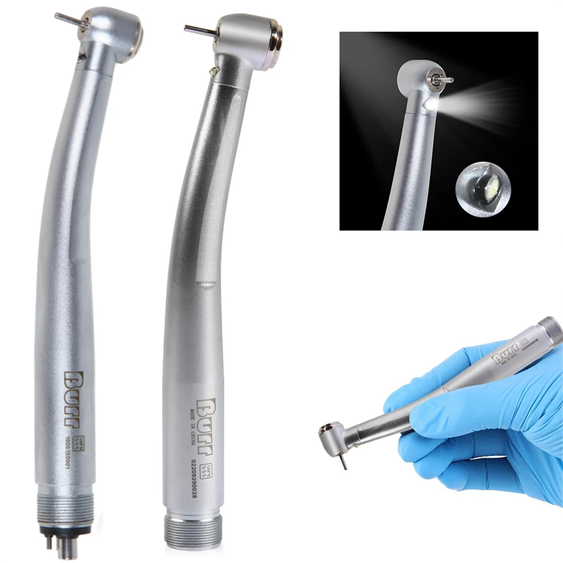 Dental High Speed E-generator LED Fiber Optic Turbine Push Button Handpiece 4Hole Triple Spray fit KAVO NSK UDM