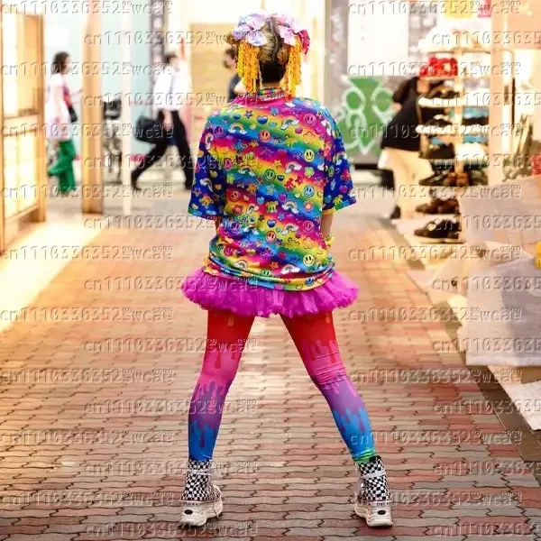 Rainbow Colorful Candy Series Limited Edition T-shirt All-over Print Oversized Top Girls Y2K Daily Street Style for Kids/Adults - view 5