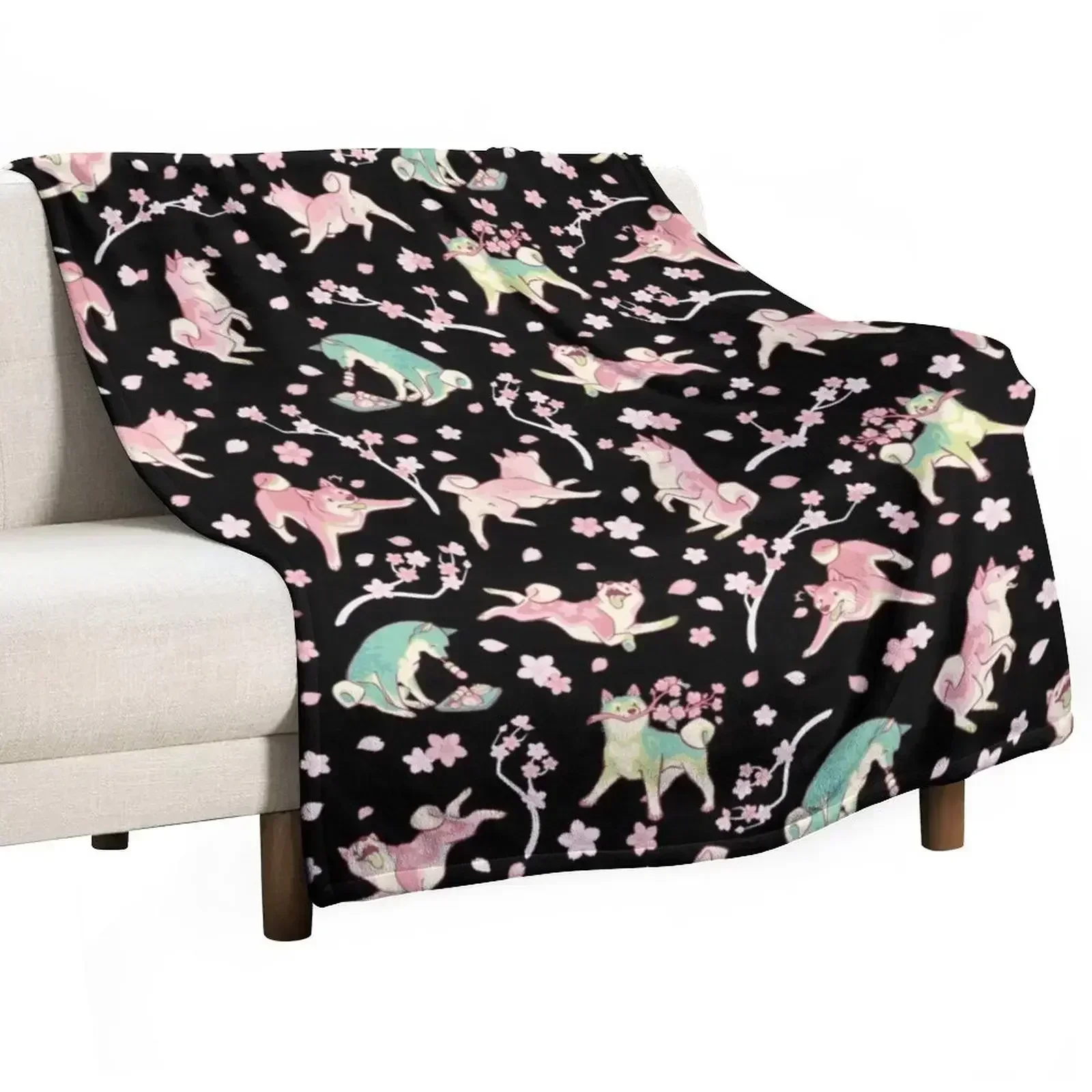 Shibakura & Matchinu in black Throw Blanket Large Sofa wednesday Thermal Blankets