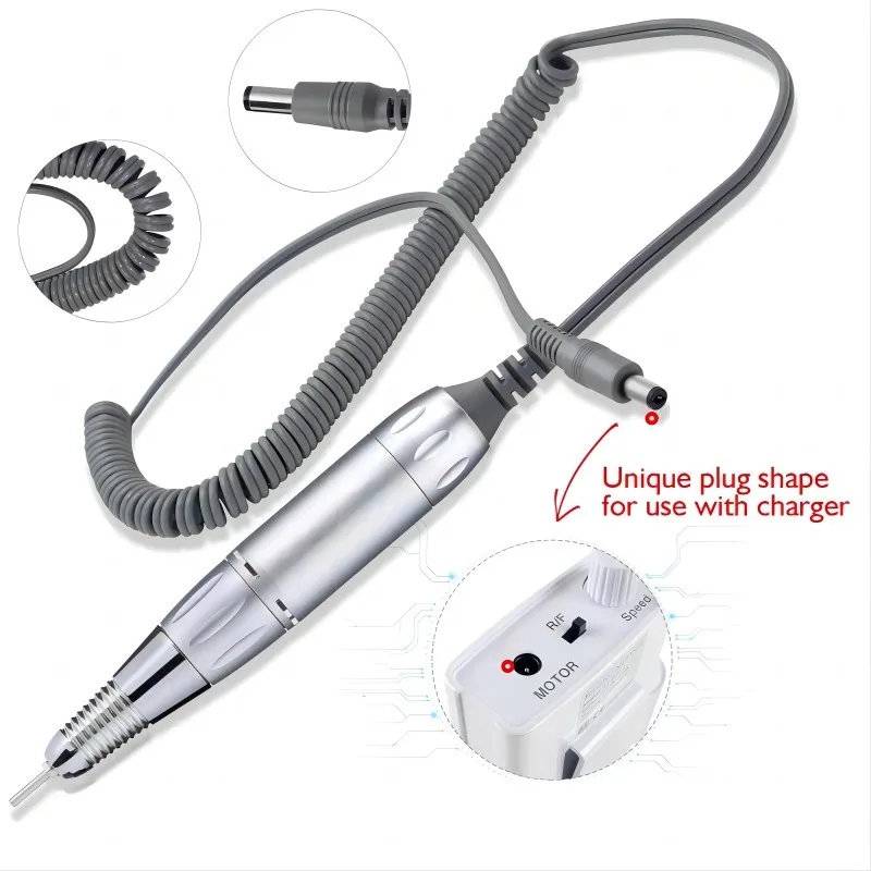 Electric Nail Drill Pen Polish Grind Machine Handpiece Manicure Pedicure Tool DC Head Handle Accessories Replacement Drill File