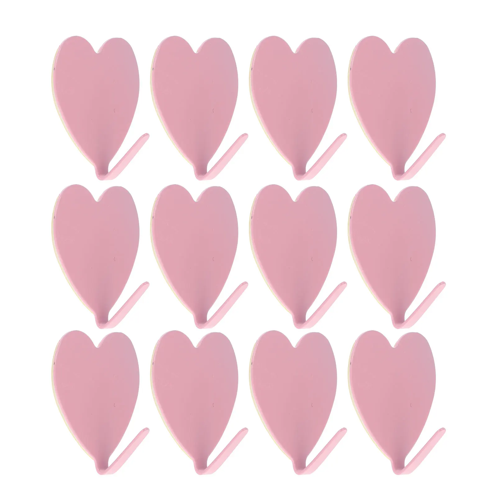 

12 pcs Heart Shaped Hooks Rust Resistant Adhesive Wall Mount Bedroom Bathroom Kitchen Coat Hat Handbag Umbrella Holder