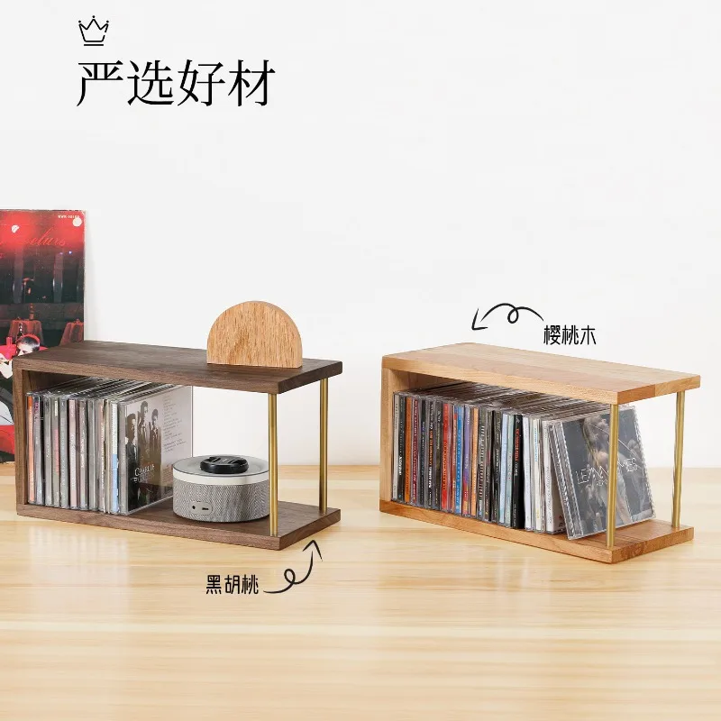 Black walnut desktop CD storage rack Nintendo swith game disc display rack Solid wood CD rack Collection box