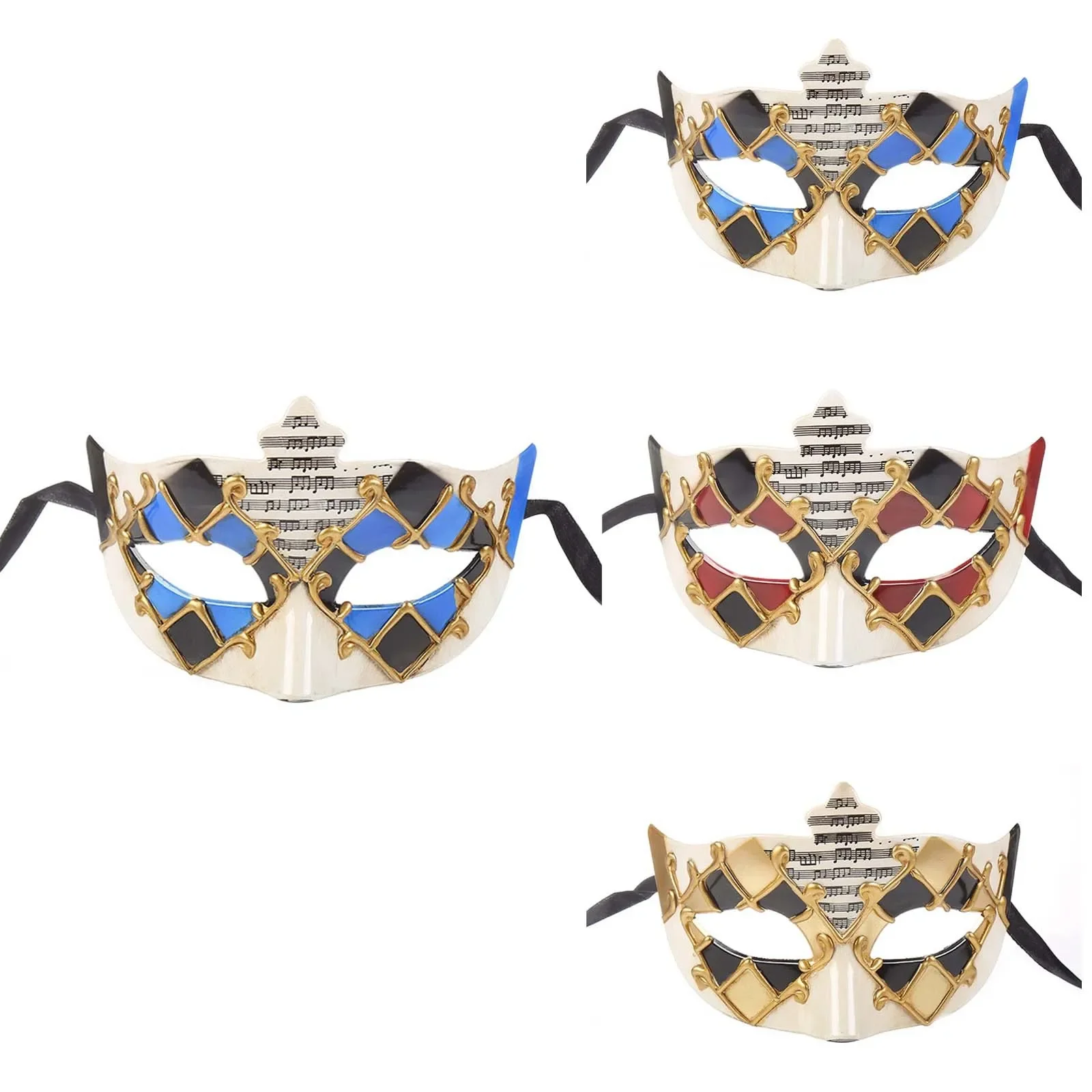 1pc Venetian Mask Man For Parties Gold Diamond Masquerade Masks Mardi Gras White Masker Halloween Venice Costume Carnival Masque image 4
