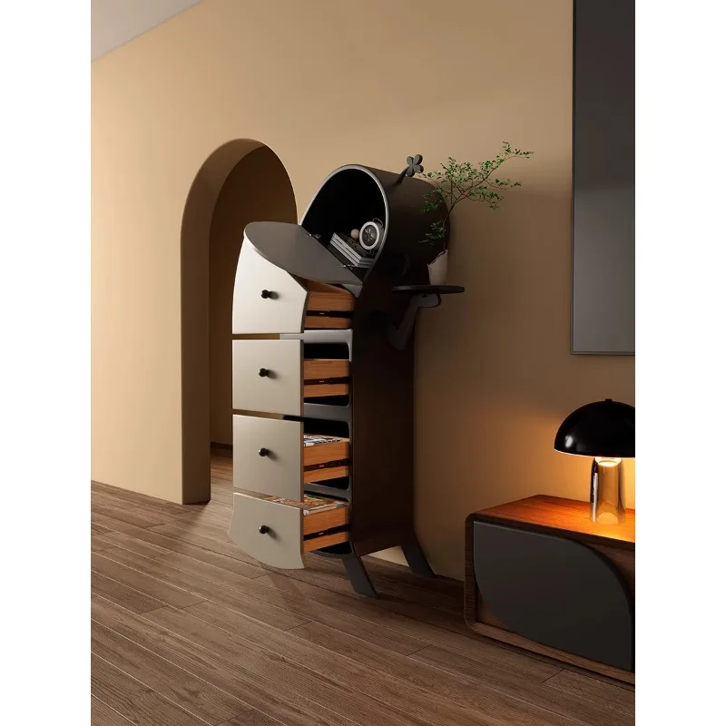 

Cute waist robot chest cabinet pure solid wood living room chest TV cabinet next to the cabinet against the wall