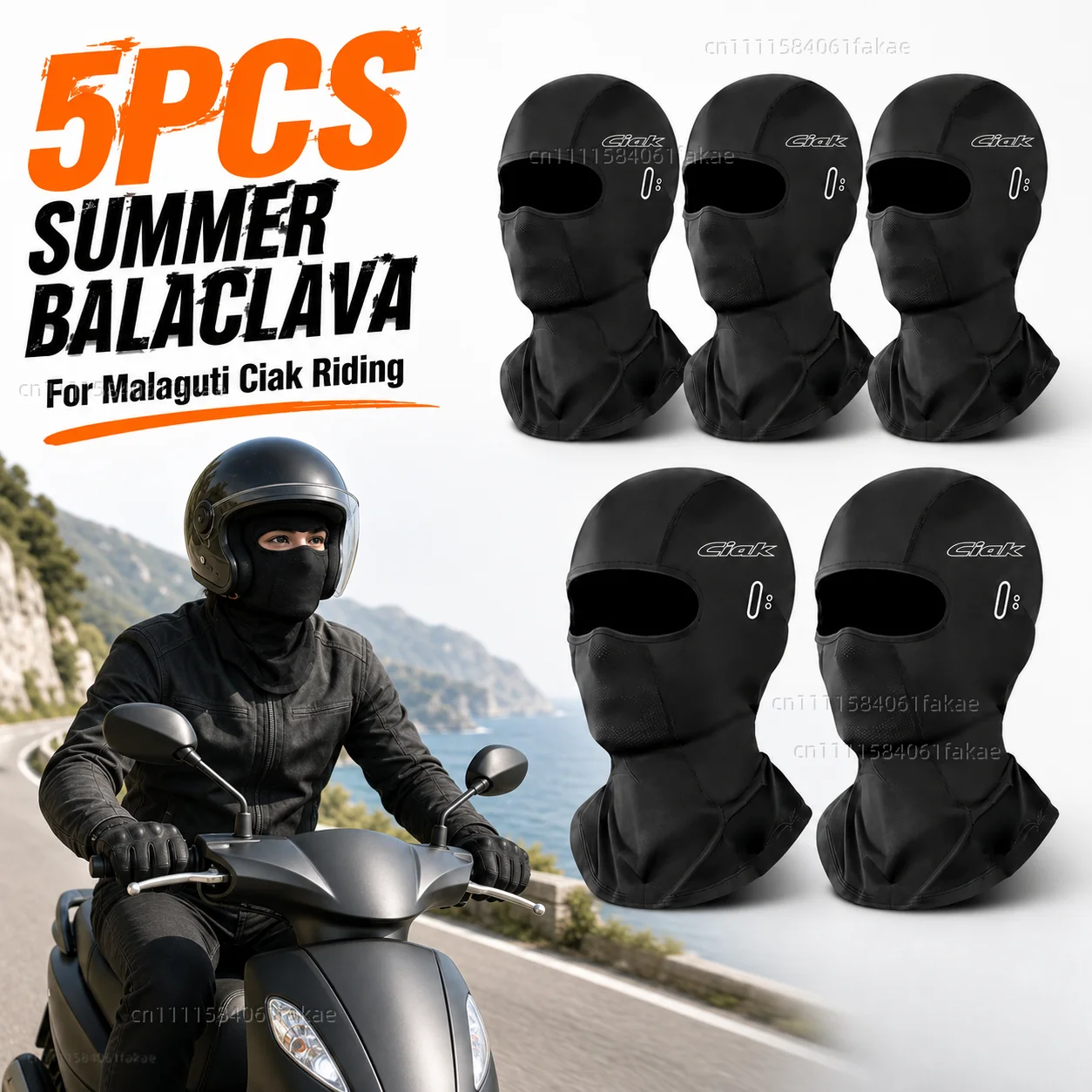5 Stück Motorrad-Sturmhaube, Sommer-UV-Schutzbrille, Gesichts-Atmungslöcher für Malaguti Ciak 1999–2006, Reitausrüstungsschutz