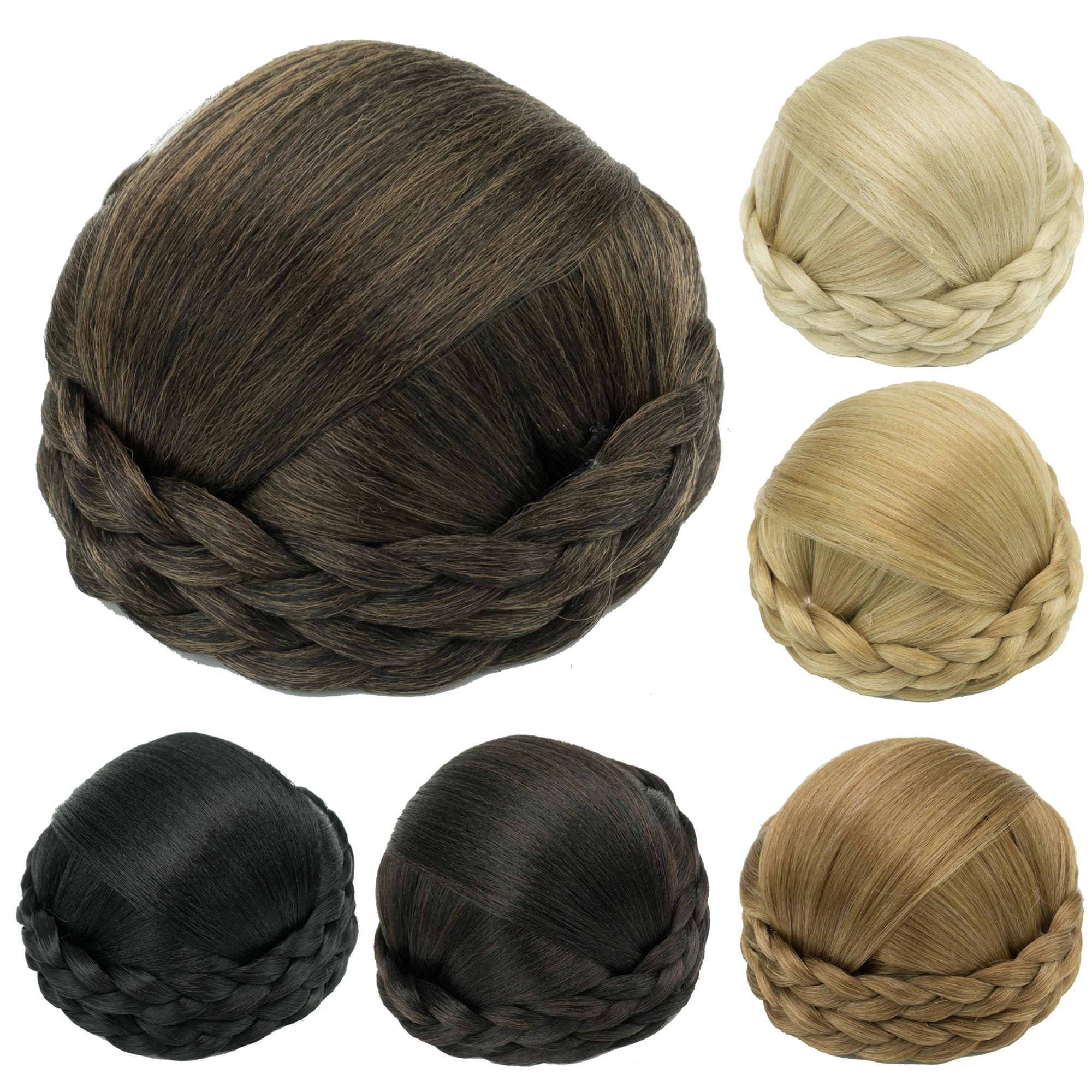 Synthetic Hair Braided Chignon Dancer Hair Bun Cover Donut Hairpieces Scrunchies Hair Buns Wig Clips Updo Hair Piece