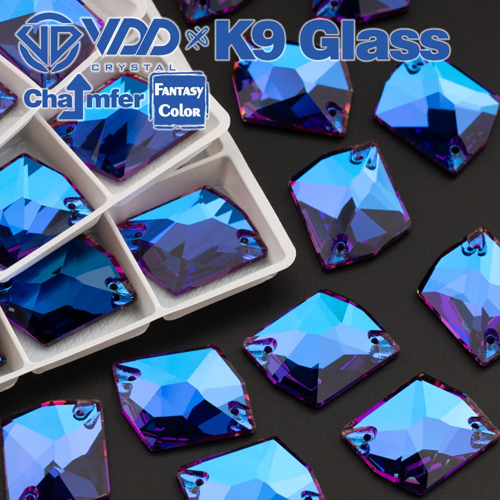 VDD Cosmic 17x21mm 15Pcs Bermuda Blue Top Quality K9 Glass Sew On Rhinestones Sewing Crystal Flatback For Garment Accessories