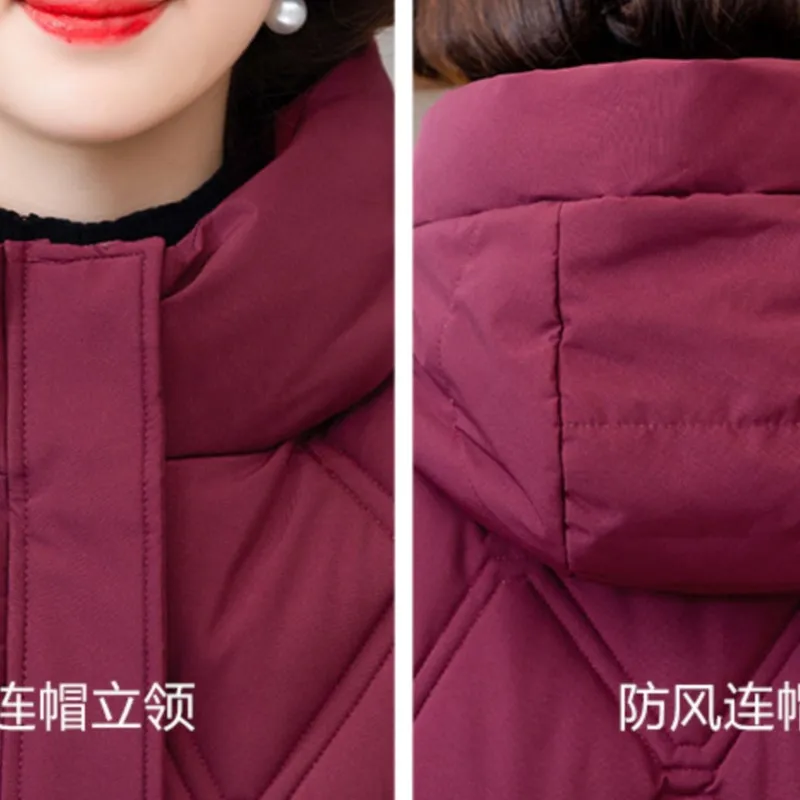 2025 Women's Plus Size Korean Style Long Puffer Coat Thickened Warm Down Filling for Mature Oversized Mid-Length Winter Outwear