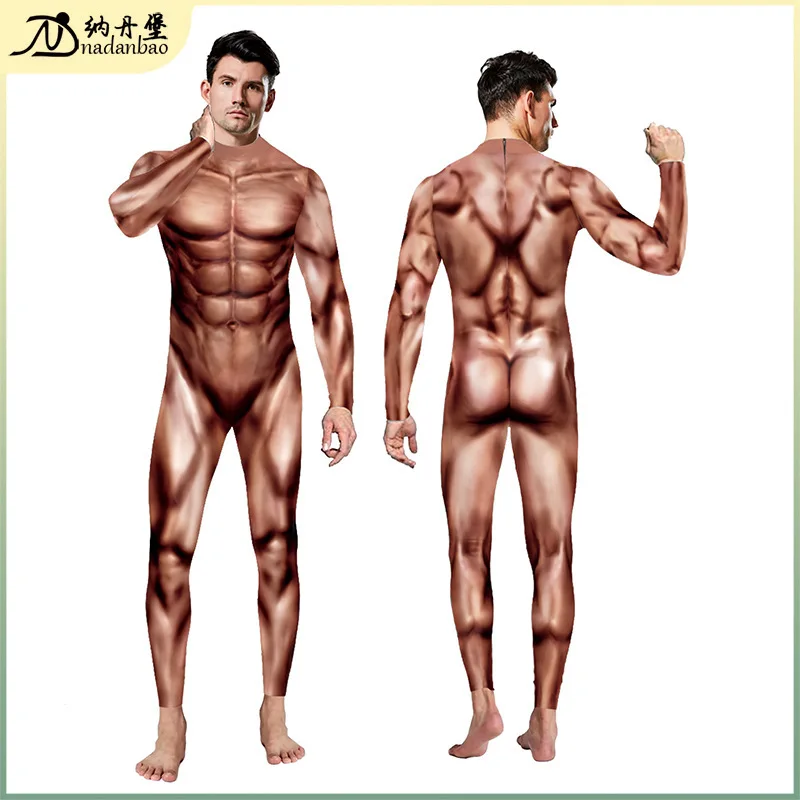 2024 Autumn Halloween Attack On Human Muscles Cosplay Digital Print Pattern New Jumpsuit For Men