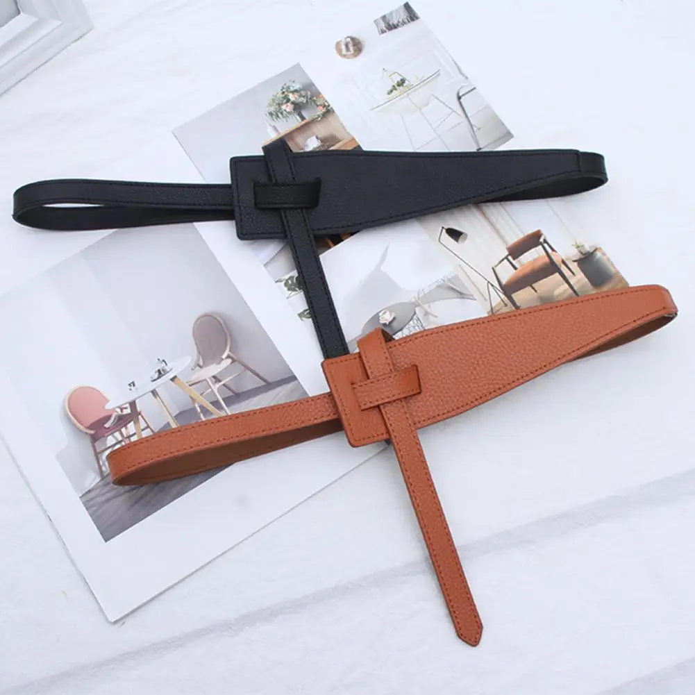 Women Faux Leather Belt Elastic Faux Leather Belt Fashionable Korean Style Women's Faux Leather Belt Irregular Shape for Suit