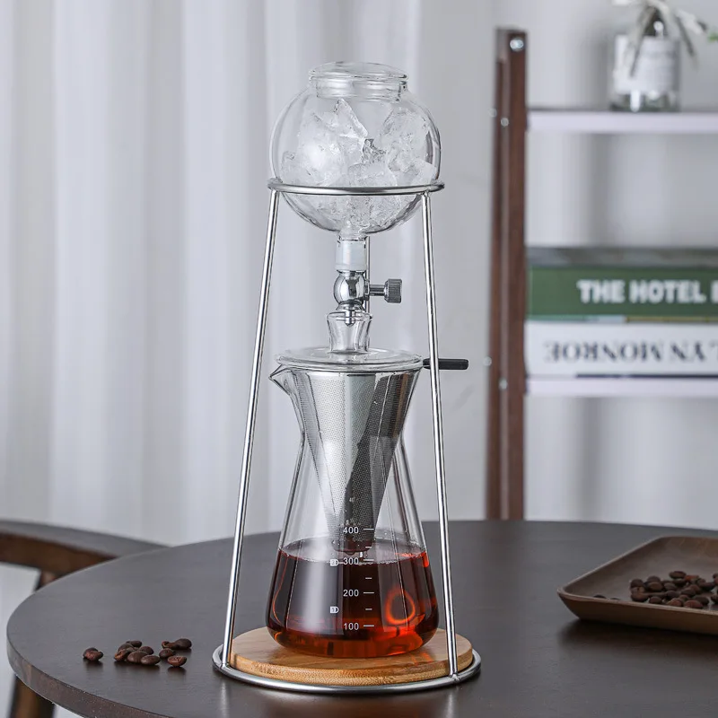 Home Drip Hydraulic Hand Brew Ice Brewer Cold Brew Tea Drip Kettle Ice Drip Coffee Maker Teapot Teapot Holder Set Ice Drip