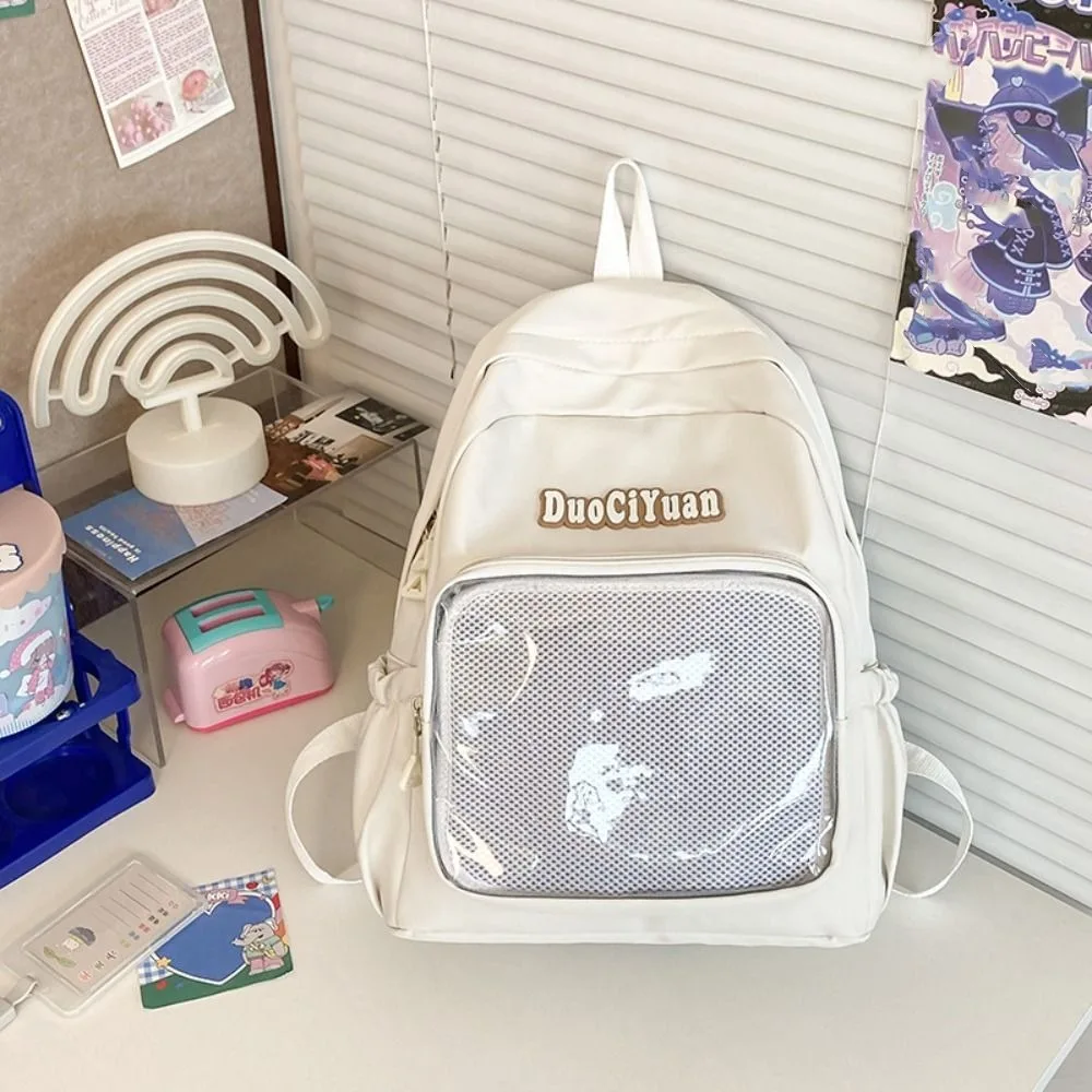 

Fashion Nylon Jk Transparent Backpack Large Capacity Solid Color Pockets Itabag Y2k Simple Korean Style School Bag Girls
