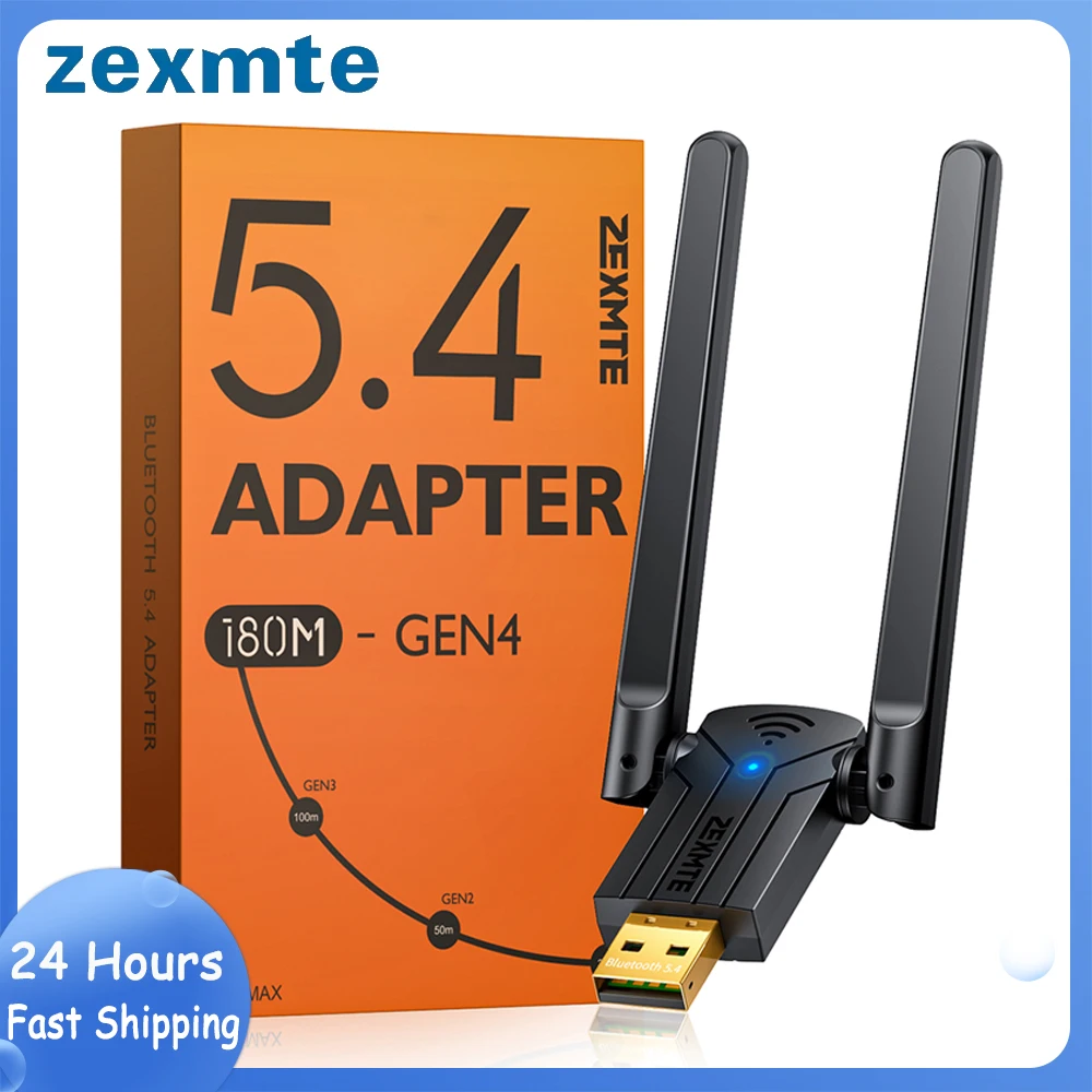 

Zexmte 180M Bluetooth 5.4 Adapter Free Driver USB Bluetooth Dongle Adaptador for Windows 11/10/8.1 Mouse Keyboard Audio Receive