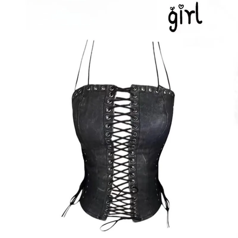 

Bla Hollow out Strap Vest Ne Hanging ort Svel Top Chic Vintage Women's Faion Summer Casual Color Design