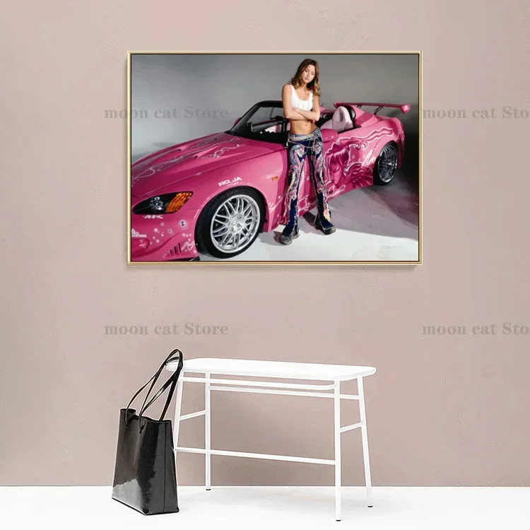 Vintage Devon-Aoki Pink Race Car Millennium Model Poster Canvas Painting Fast & Furious Wall Art Pictures Home Club Decor view 5