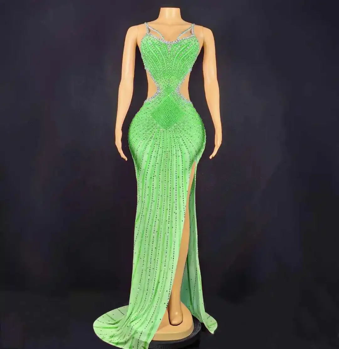 

Women Sparkly Goddess Senior Full Rhinestone Summer Long Dress Photoshoot Props Celebrate Las Vegas Show Queen Costumes 2025new