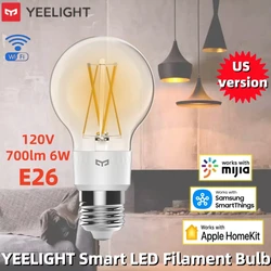 US version Yeelight Smart LED Filament Bulb 100-120V E26 Retro Smart Bulb 700 Lumens 6W APP Control For Mi Home Homekit Alexa
