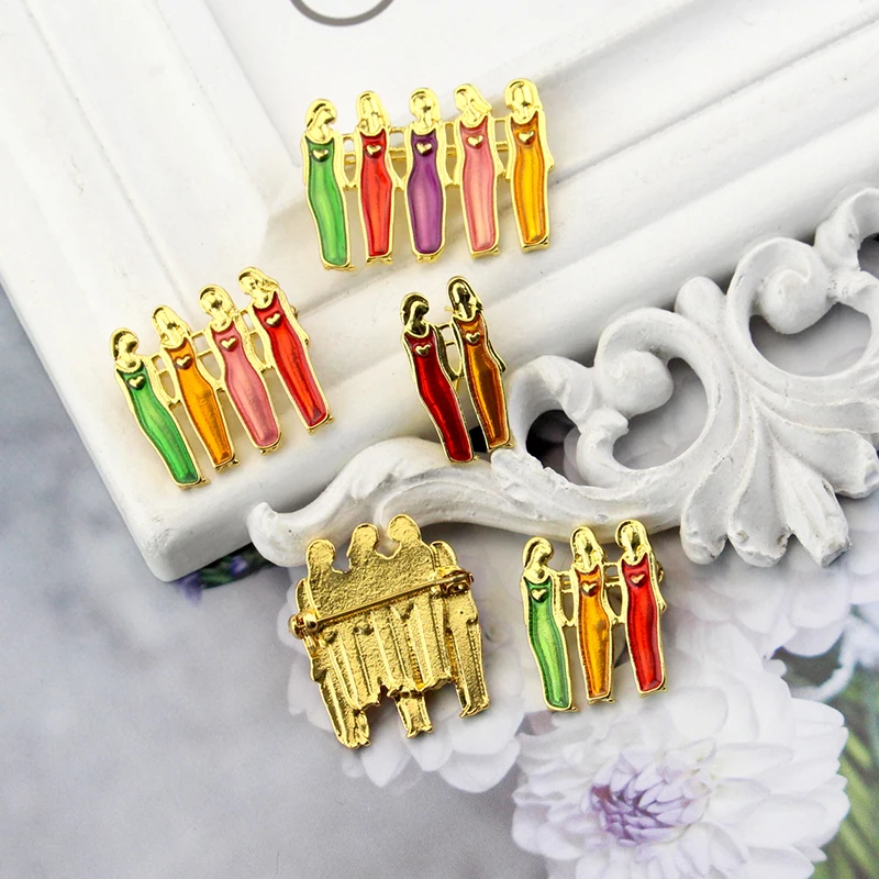 Good Sisters Brooch Cartoon Long Skirt Girl Sister Enamel Exquisite Friendship Zinc Alloy Jewelry Brooch Festival Gifts For Frie