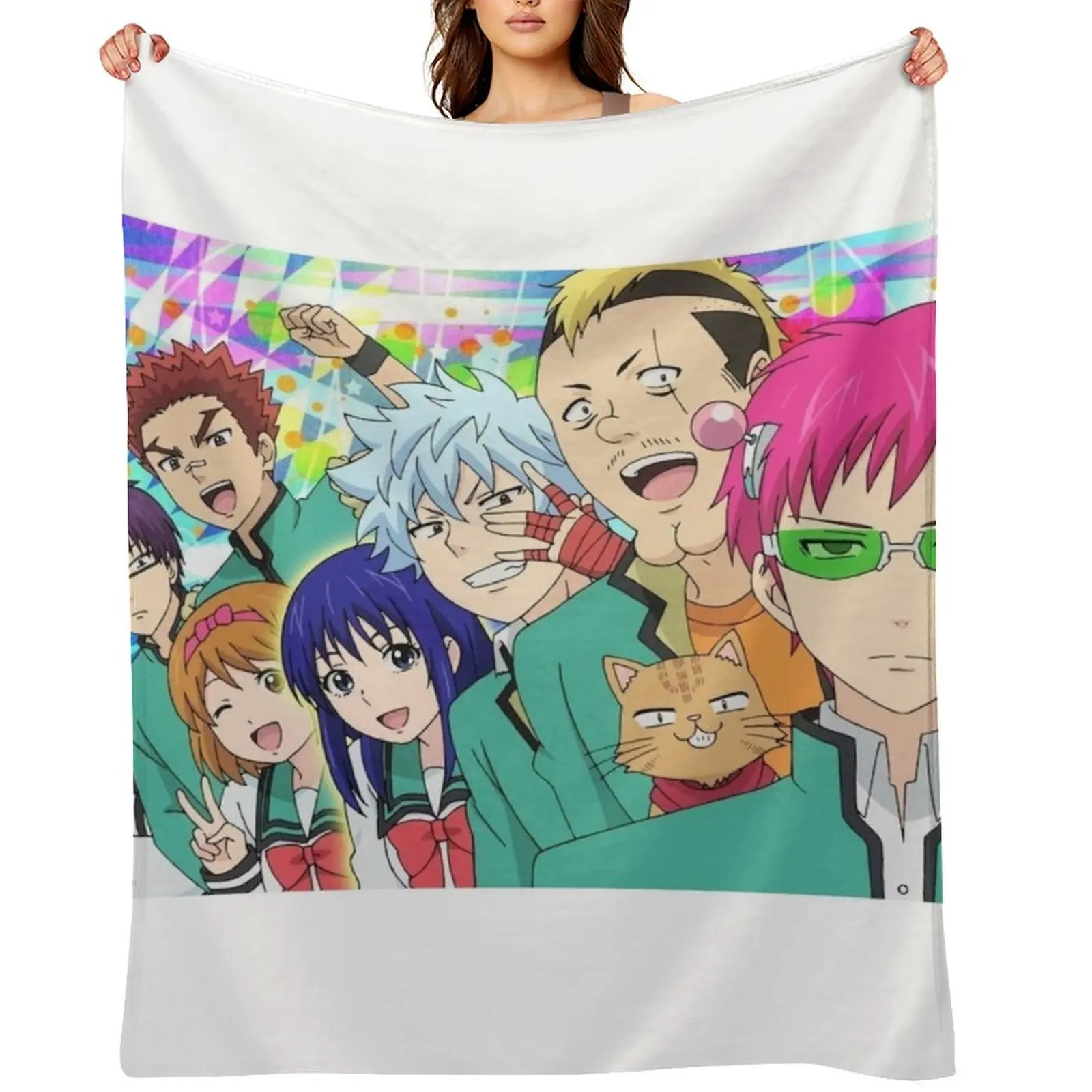 

Saiki K Japanese Anime Throw Blanket Comforter funny gift Luxury Throw Bed Blankets