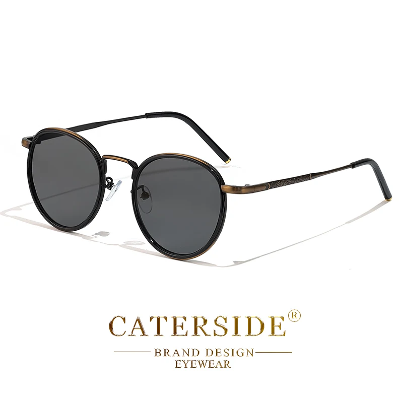 CATERSIDE Retro Runde Sonnenbrille für Herren, Punk-Metallrahmen, Markendesign, Sonnenbrille für Damen, Party, Reisen, Business, UV400 – Detail 12