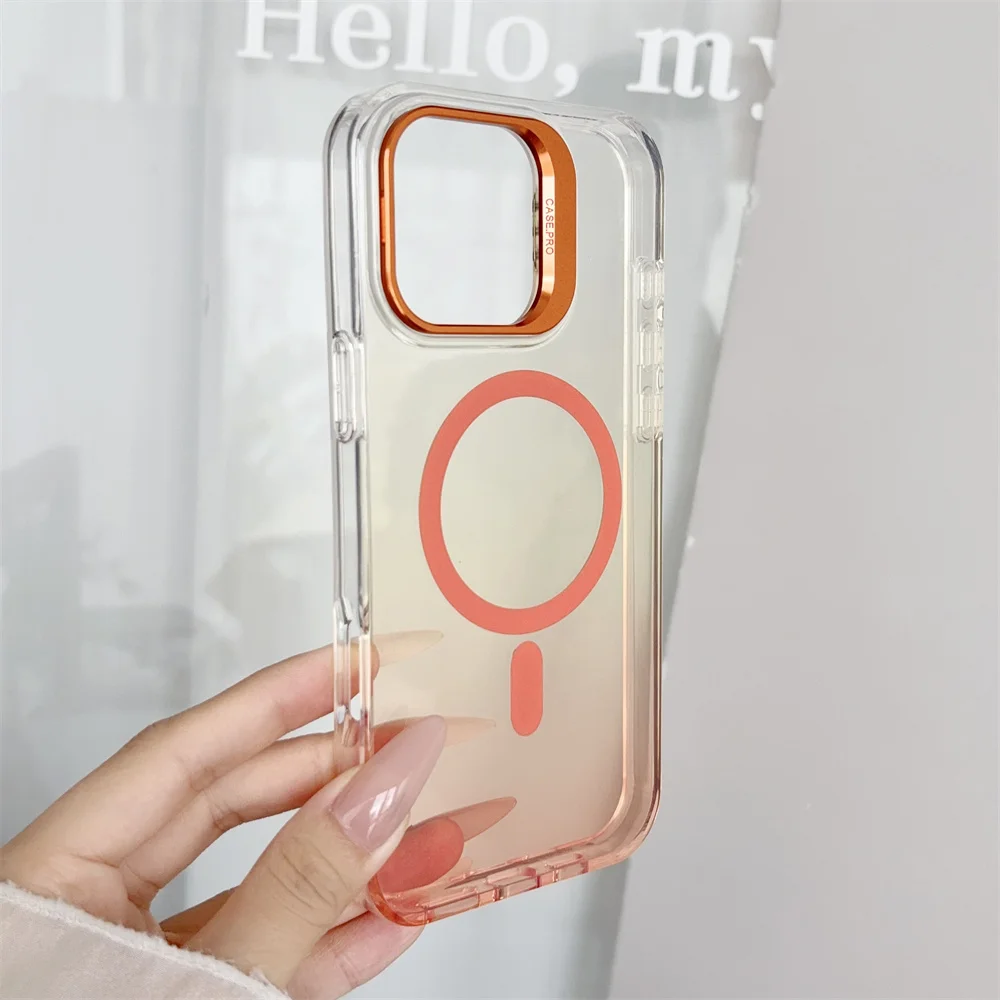 Transparenter Farbverlauf Kameraobjektiv-Ständerhalter Magnetisch für MagSafe Hülle für Apple iPhone 17 Air 16 15 Pro Max 14 13 Cover