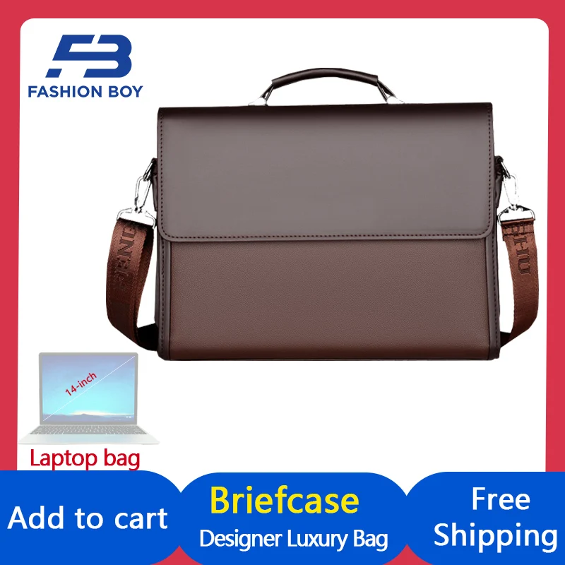 

FASHION BOY Luxury Desgin Men's HandBag 14-inch Laptop Business Briefcase Men Shoulder Crossbody Bag