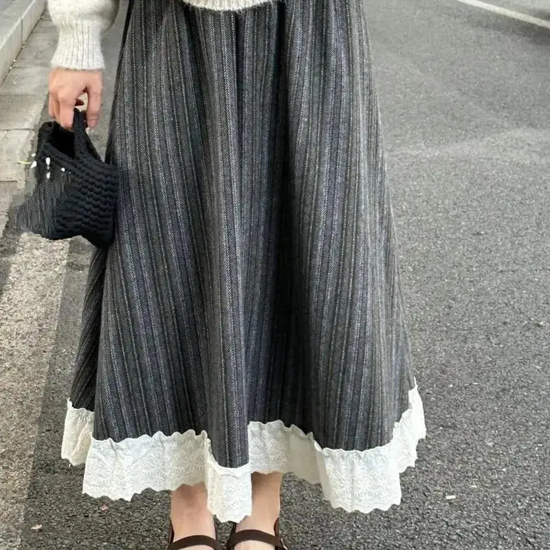 Fashionable Temperament Women's Irregular Half Skirt Autumn and Winter New Styles Girls' Versatile High Waisted Mid Length Skirt