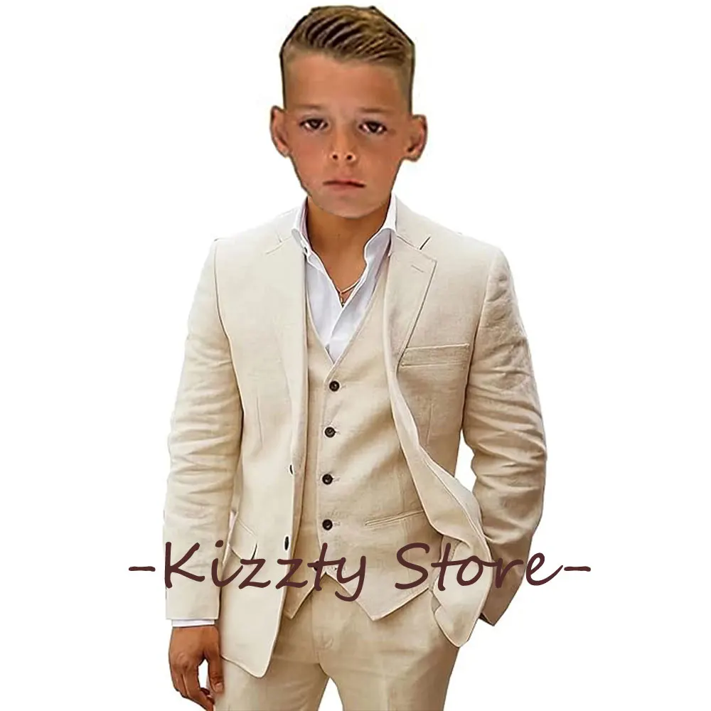 

Page Boy Wedding Elegant Suits High Quality Luxury Boy's Linen Suit Party 3 Pieces 3-16 Years Gentleman Notched Lapel Jacket