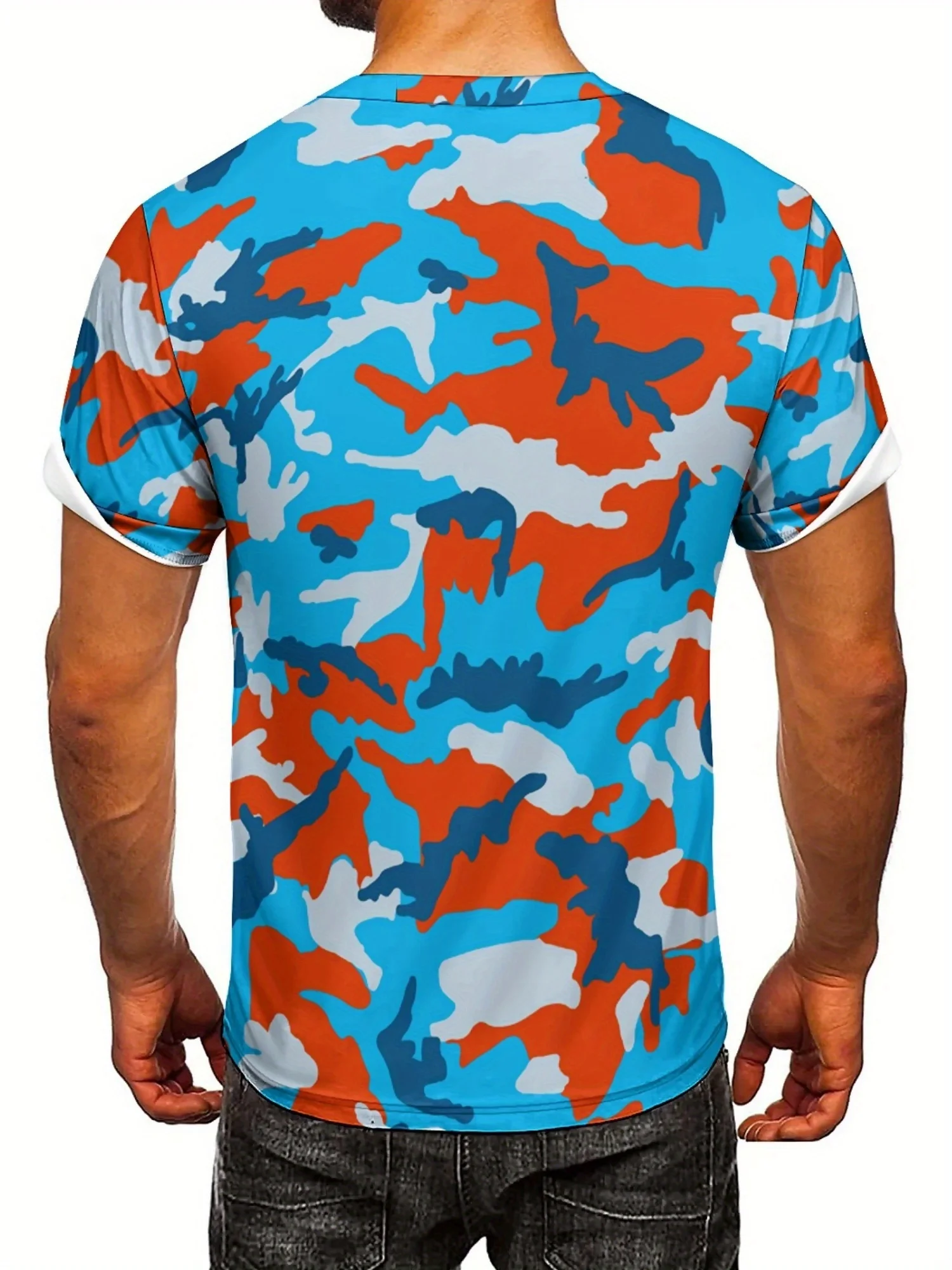 القوطية نمط ثلاثية الأبعاد مطبوعة التمويه تي شيرت هندسية كامو طباعة المتضخم ملابس للرجال القوطية موضة الصيد المحملة الصيد القمم #5